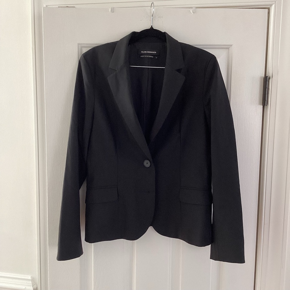 Club Monaco Black Wool Blazer & Pant Suit Size 12